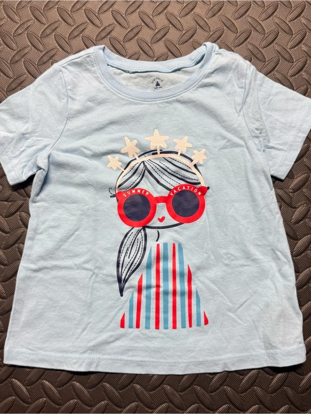 Baby Gap Girls Light Blue Graphic T-Shirt Size 5 Summer Vacation Tee